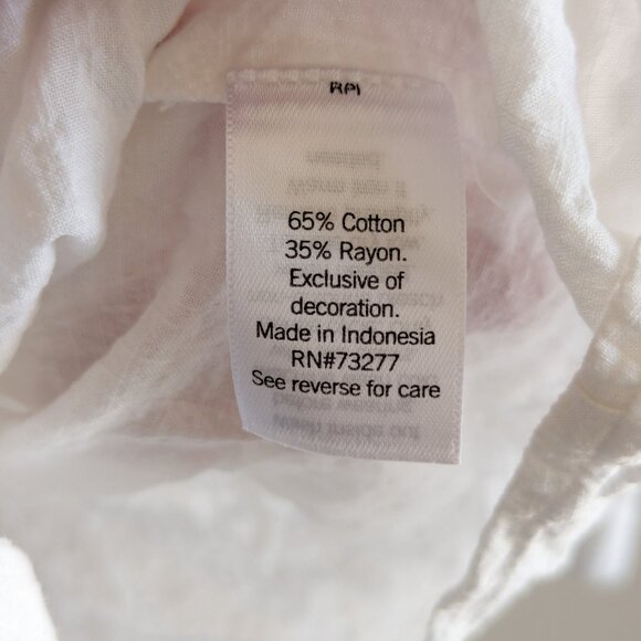 Lauren Conrad White Button Up Bishop Sleeve Blouse with Lace Sleeve Detail - L - Picture 9 of 9